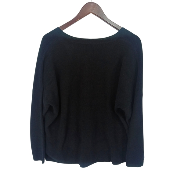 Eileen Fisher Organic Linen Cotton Boxy V-Neck Cardigan Black 1X Quiet Luxury - Picture 8 of 13